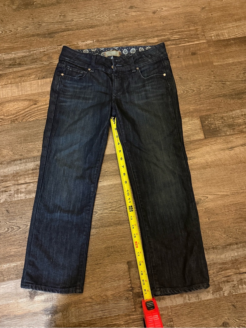 PAIGE Dark Indigo Cropped Straight Jeans